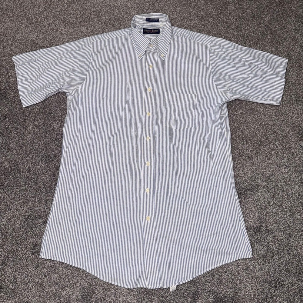 Vintage King-Size Striped Oxford Shirt Large Tall LT Blue White Stripe Button